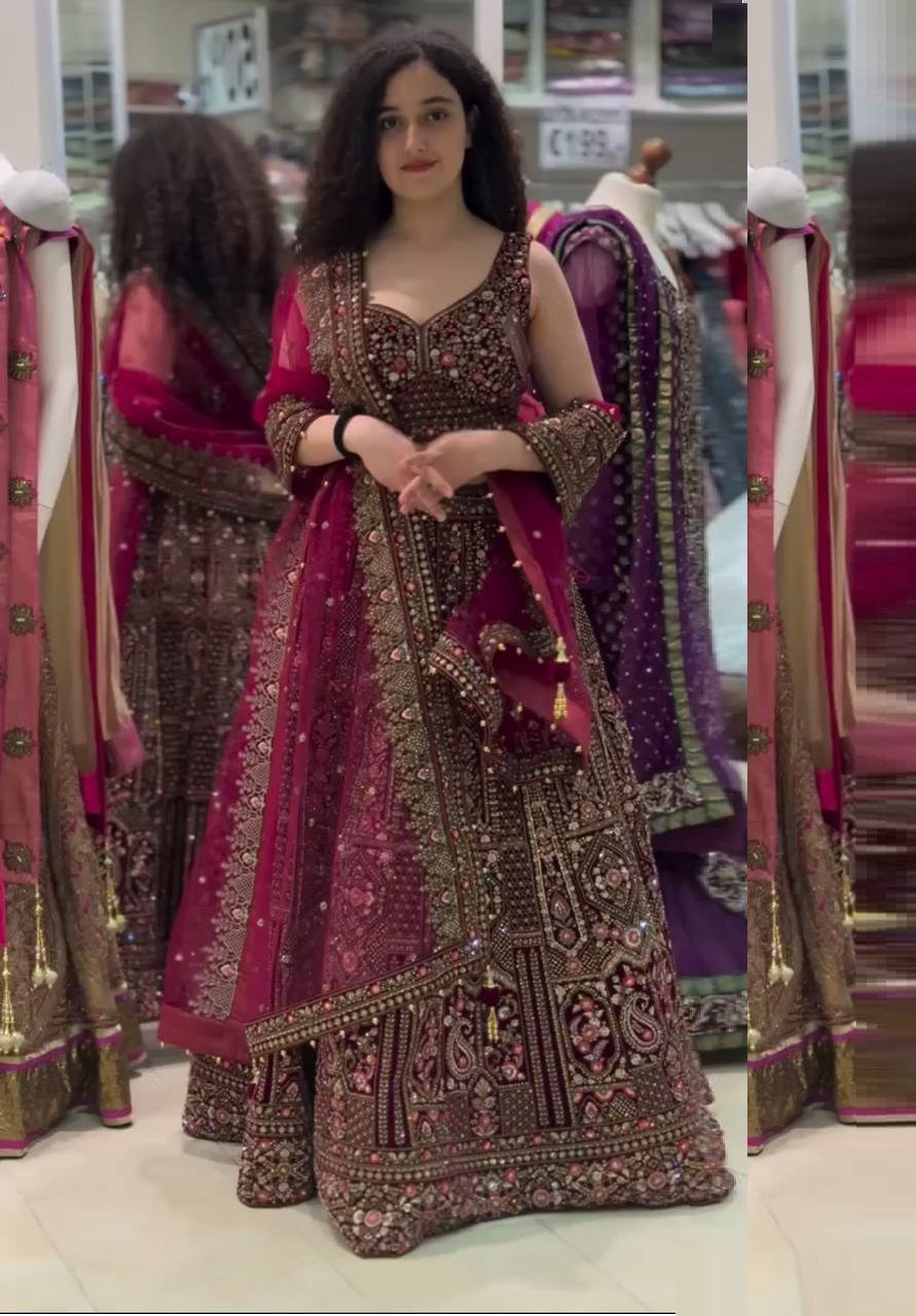 Maroon Color Georgette Wedding Wear Lehenga Choli