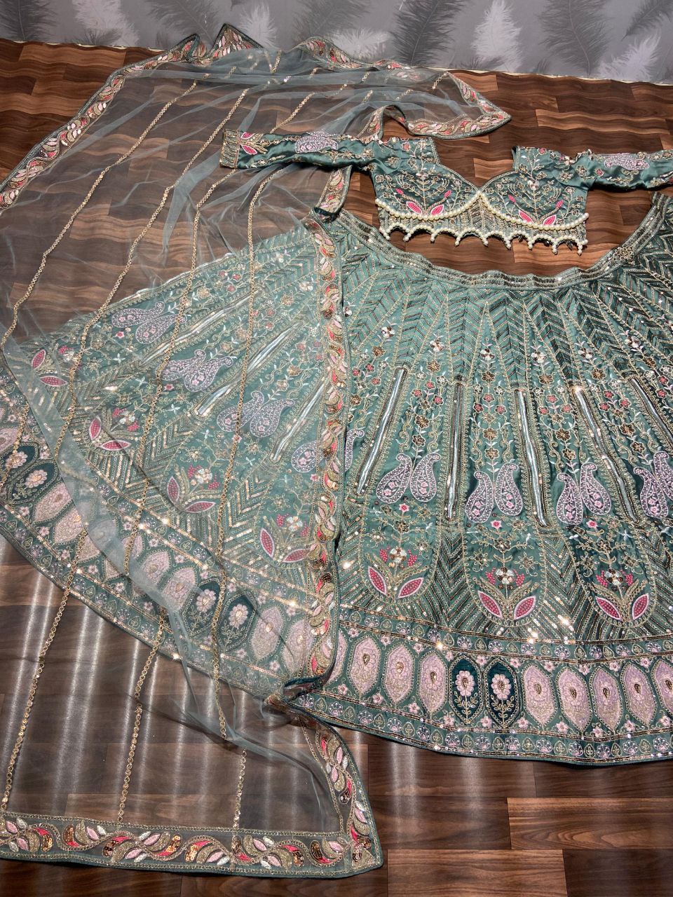 Wedding Wear Silk Lehenga With Handwork Choli