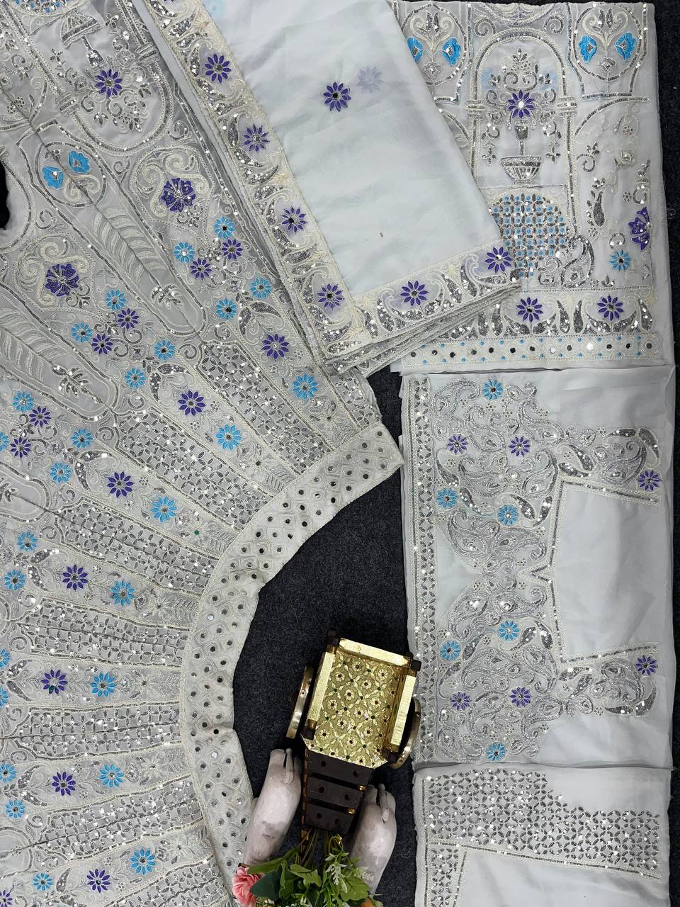 Wedding Wear White Georgette Semi Stitched Lehenga Choli