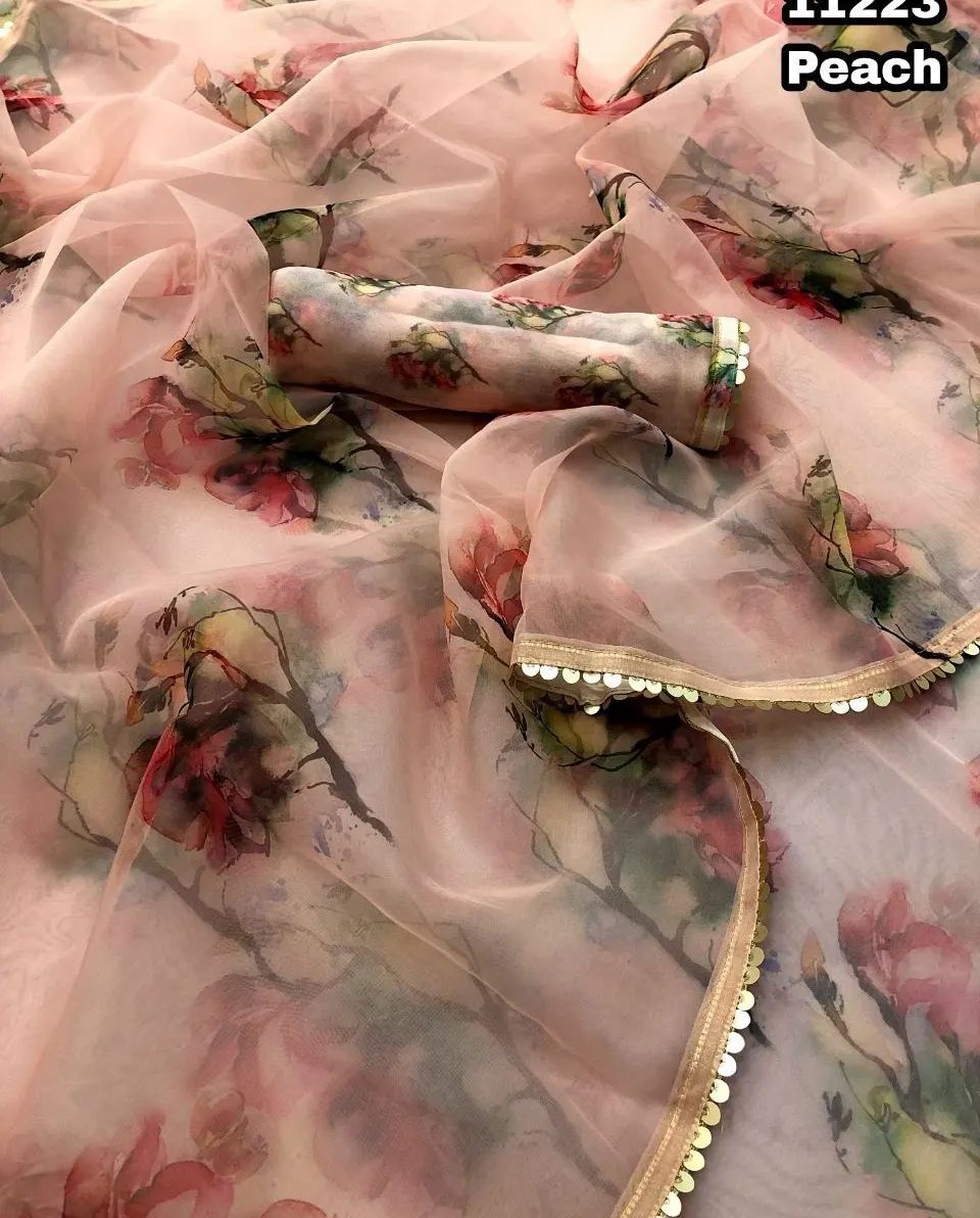 Charming Designer Soft Organza Fancy Saree With Digital Print For Women