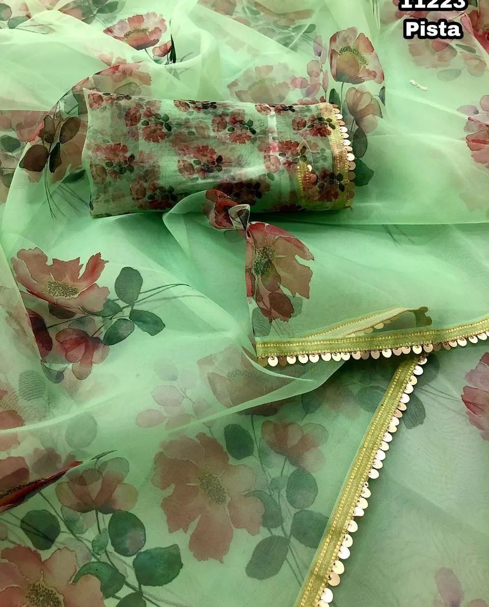 Charming Designer Soft Organza Fancy Saree With Digital Print For Women