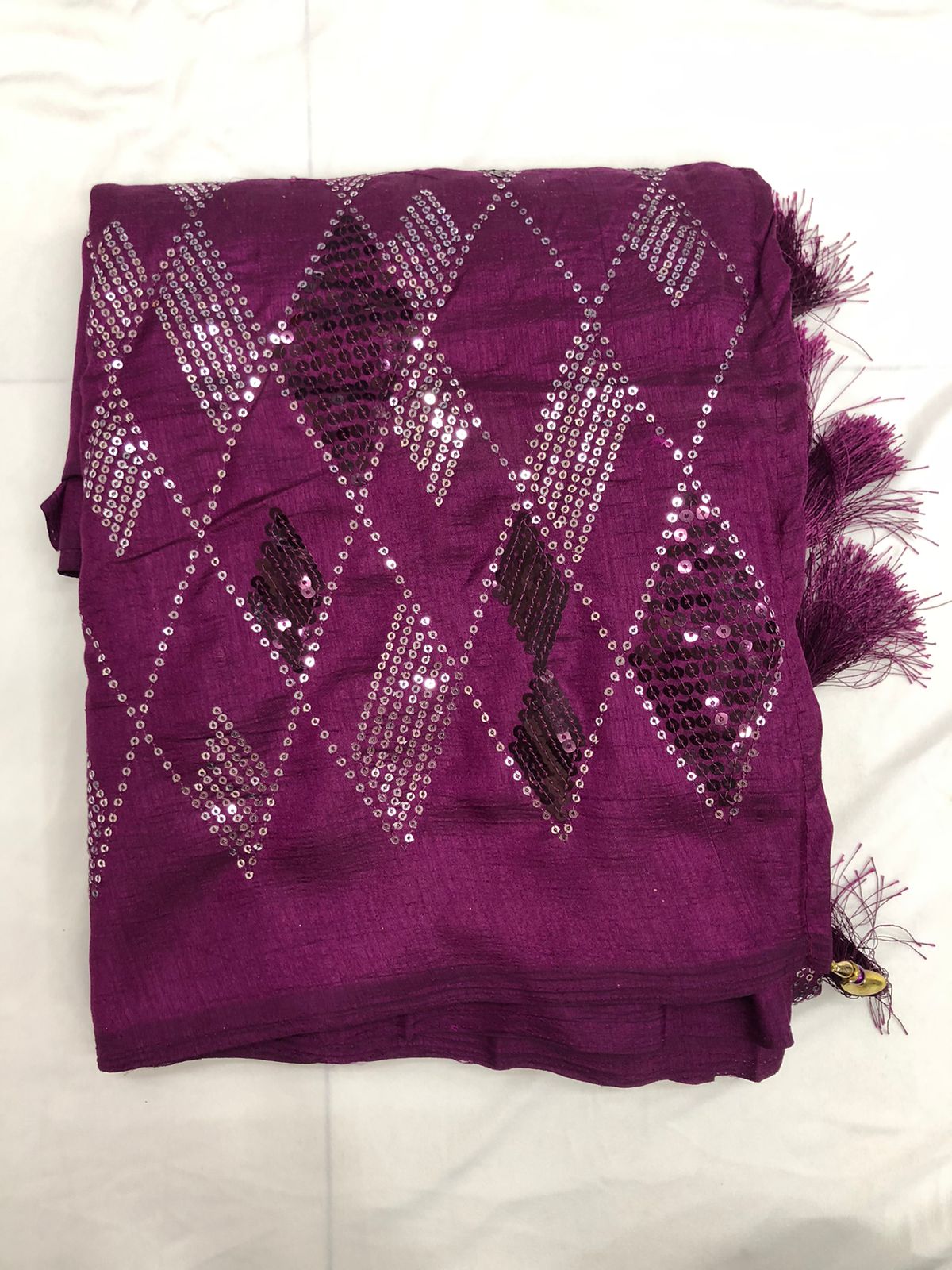 Wedding Wear Soft Silk Sequence Work Kaju Katali Motif Design Saree