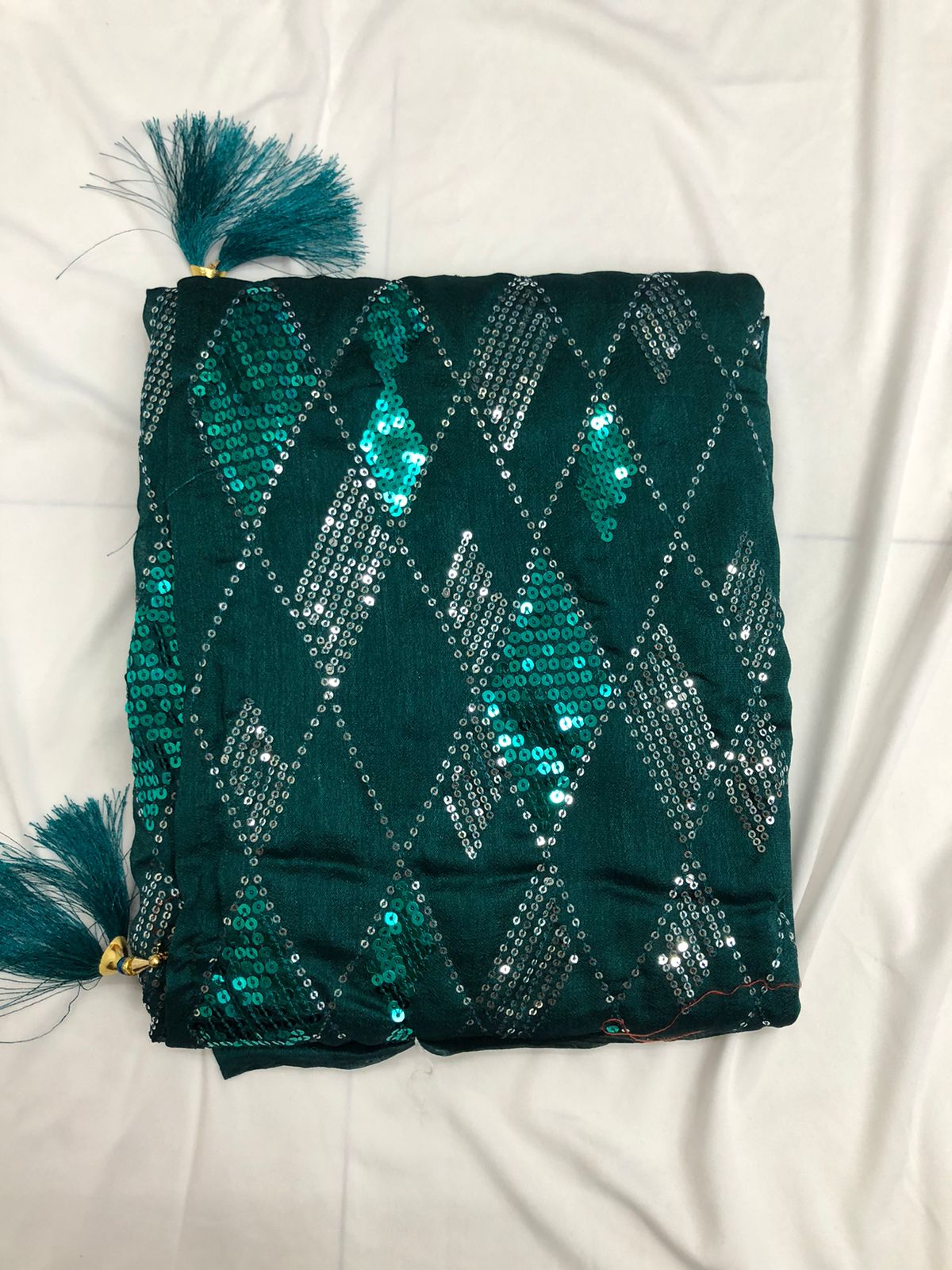 Wedding Wear Soft Silk Sequence Work Kaju Katali Motif Design Saree