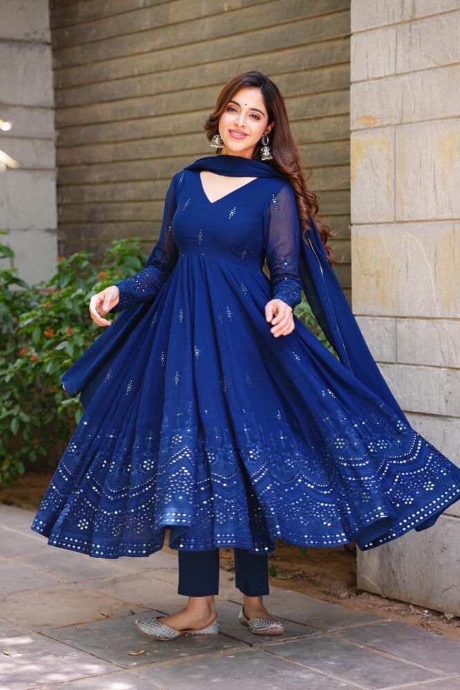 Blue Color Georgette Ready To Wear Salwar Suit For Women – Skyblue