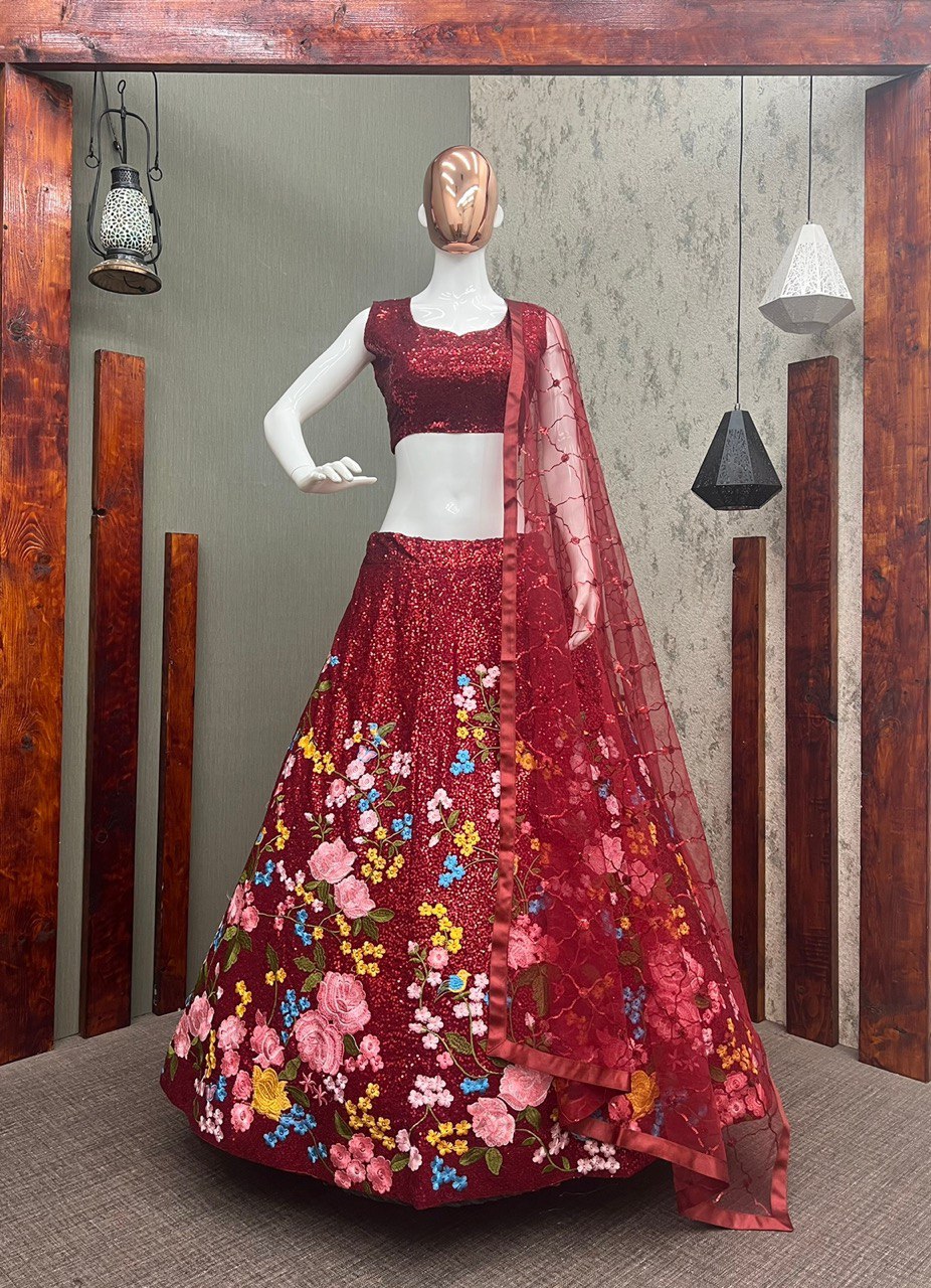 Designer Red Lehenga Choli For Women