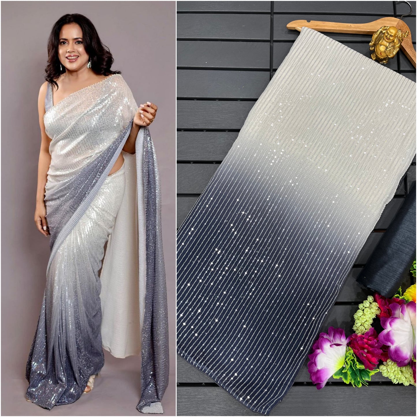 New Bollywood Attractive Designer Saree With  Embroidery work