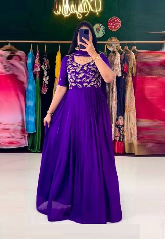 Party Wear Georgette Fully Stitched Gown With Dupatta