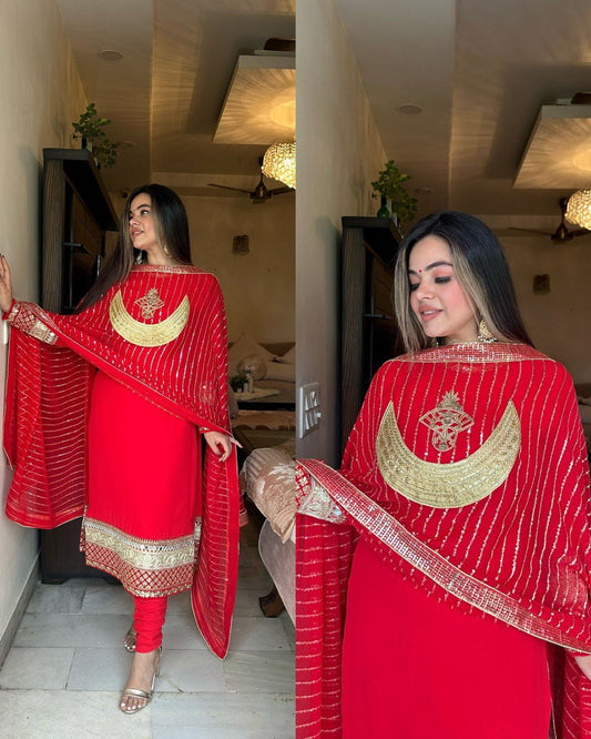 Red Color Georette Ready to Wear Suit