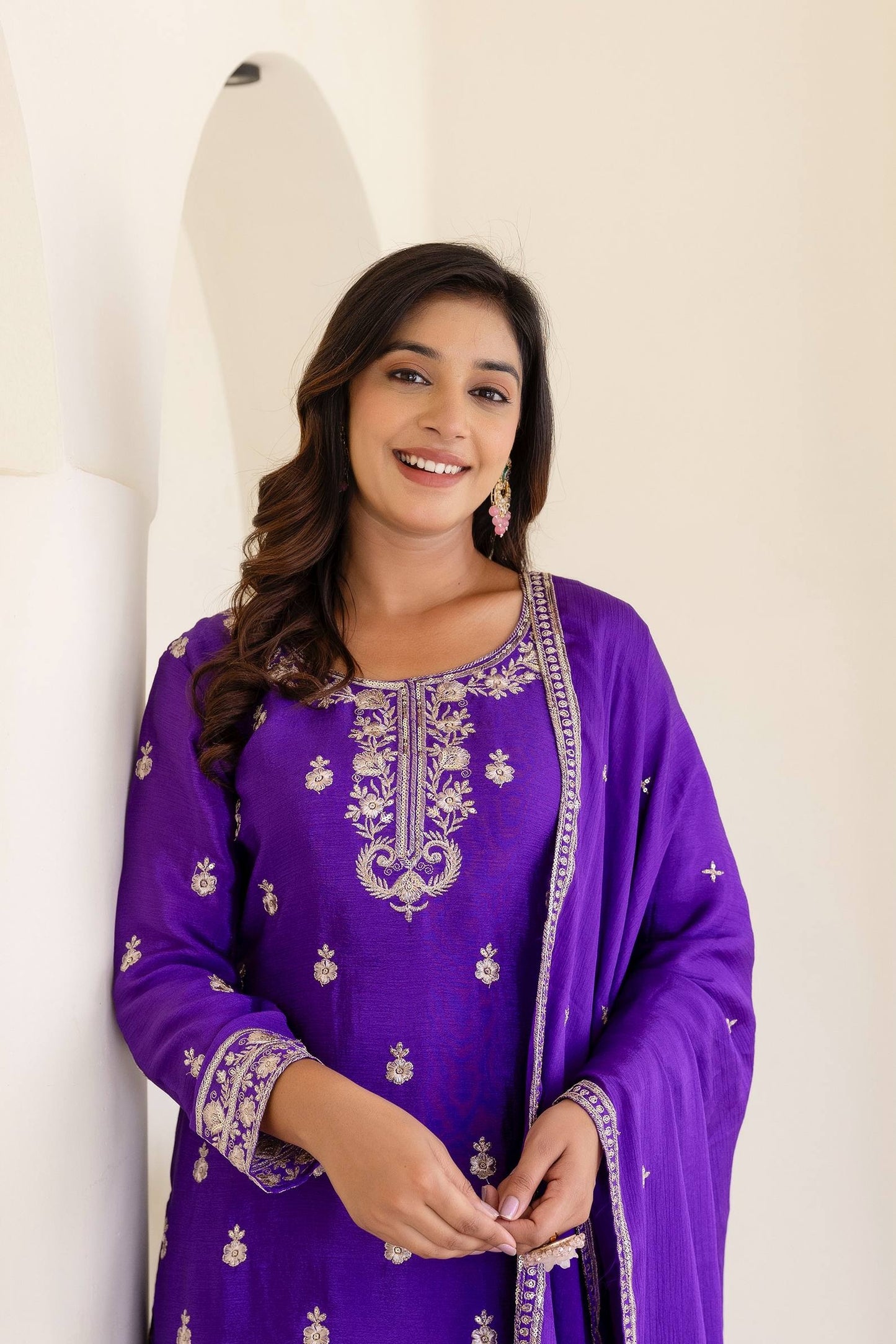 Royal Purple Embriodered Sequence Designer Traditional Wear Salwar Suit With Dupatta