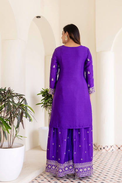 Royal Purple Embriodered Sequence Designer Traditional Wear Salwar Suit With Dupatta
