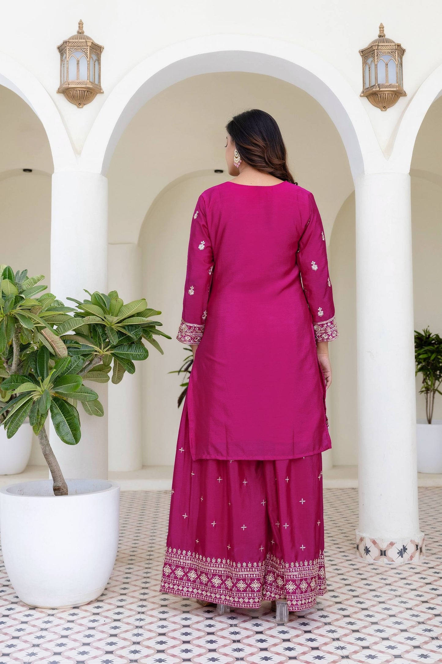 Magenta Rani Embriodered Sequence Designer Traditional Wear Salwar Suit With Dupatta