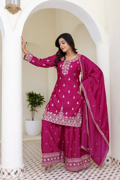 Magenta Rani Embriodered Sequence Designer Traditional Wear Salwar Suit With Dupatta