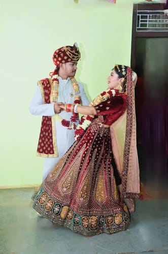 Bridal Wear Lycra Velvet Zarkan Work Multi Colour Double Duppata & Double Cancan Lehenga Choli