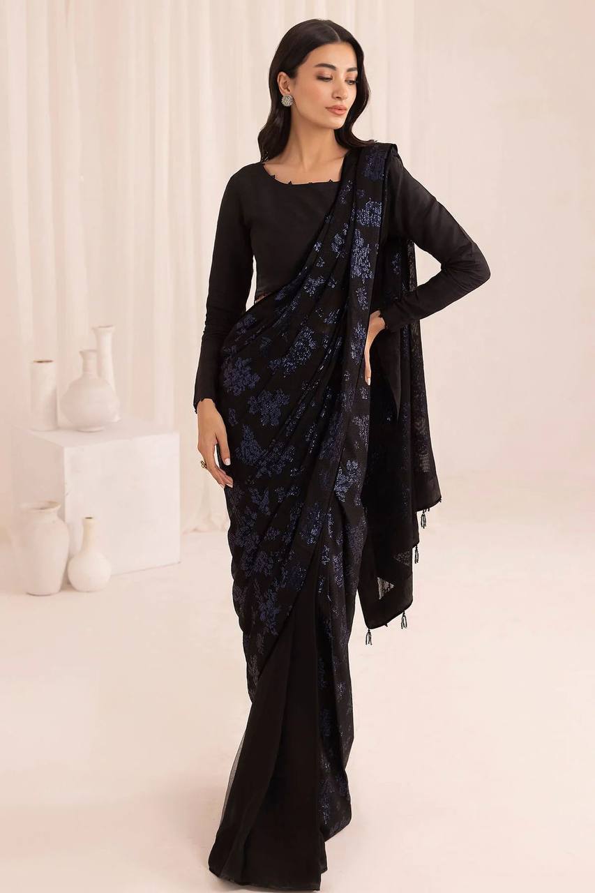 Party Wear Georgette Sequence Work Saree