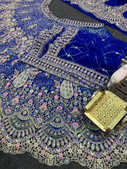 Rani Pink Color Soft Net Coding Embroidered Work Lehenga Choli