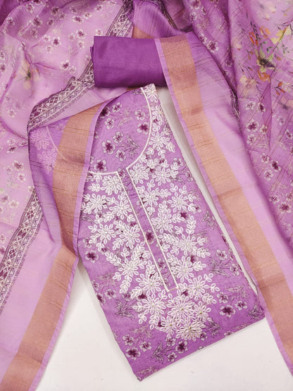 Exclusive Chanderi Digital Print Suit with Multi Work for Women