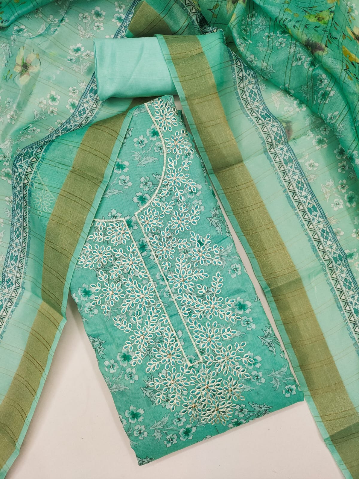 Exclusive Chanderi Digital Print Suit with Multi Work for Women