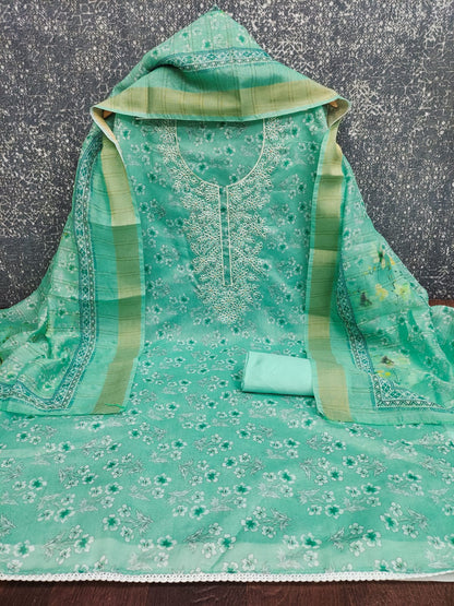 Exclusive Chanderi Digital Print Suit with Multi Work for Women