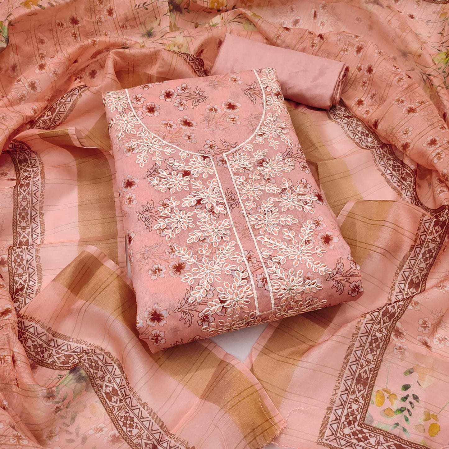 Exclusive Chanderi Digital Print Suit with Multi Work for Women