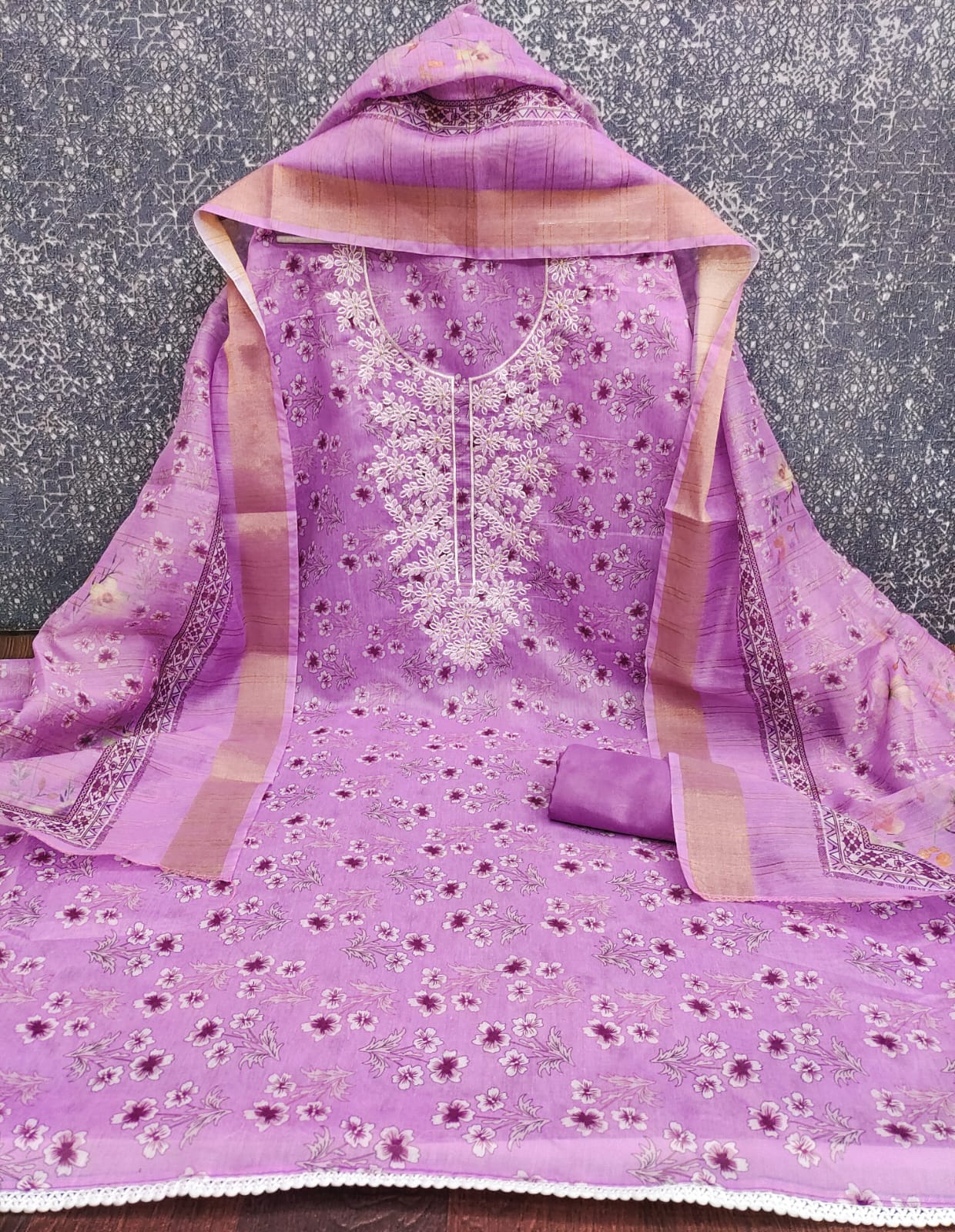 Exclusive Chanderi Digital Print Suit with Multi Work for Women