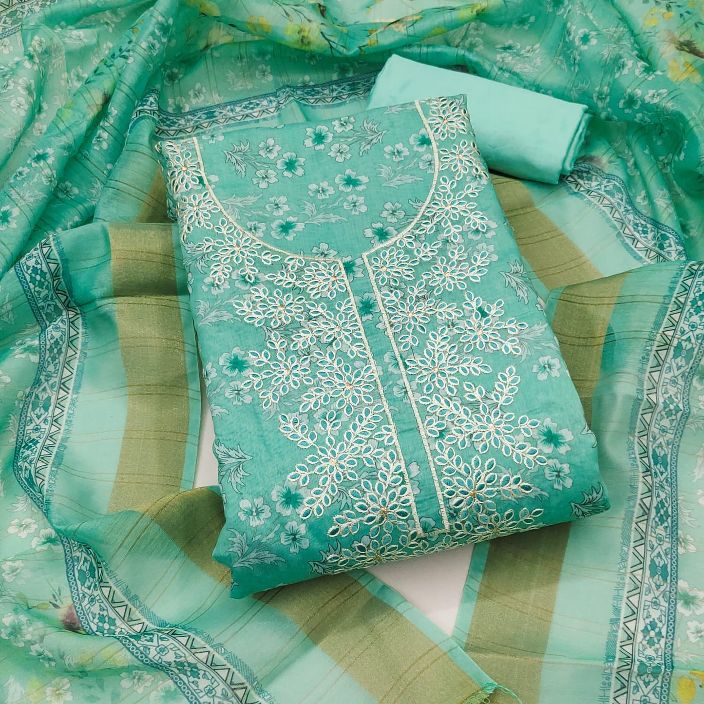 Exclusive Chanderi Digital Print Suit with Multi Work for Women