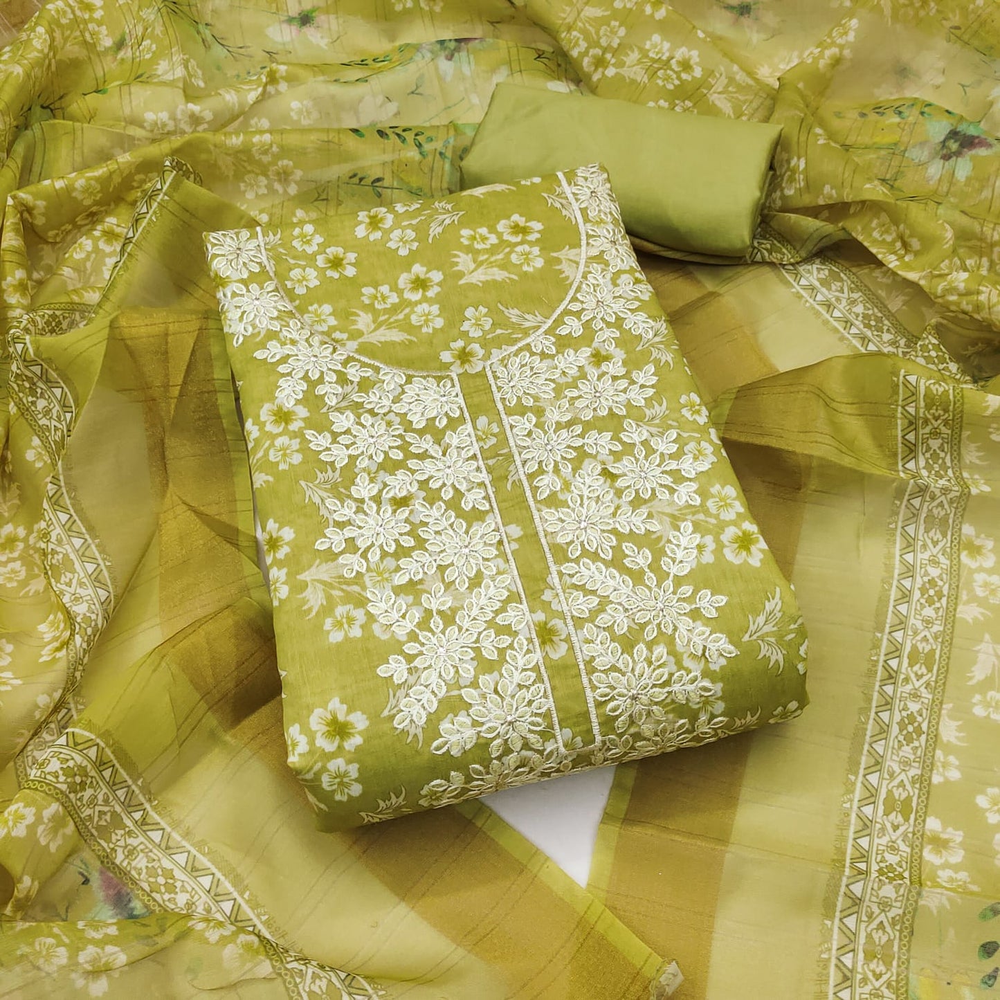 Exclusive Chanderi Digital Print Suit with Multi Work for Women