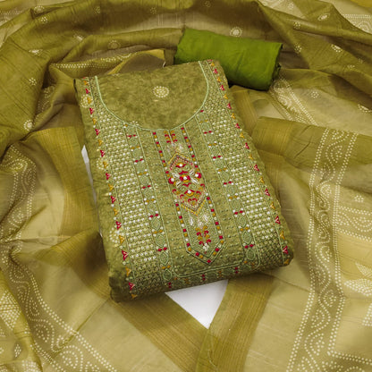Elegant Chanderi Suit Set for Women with Digital Prints & Sequence Work