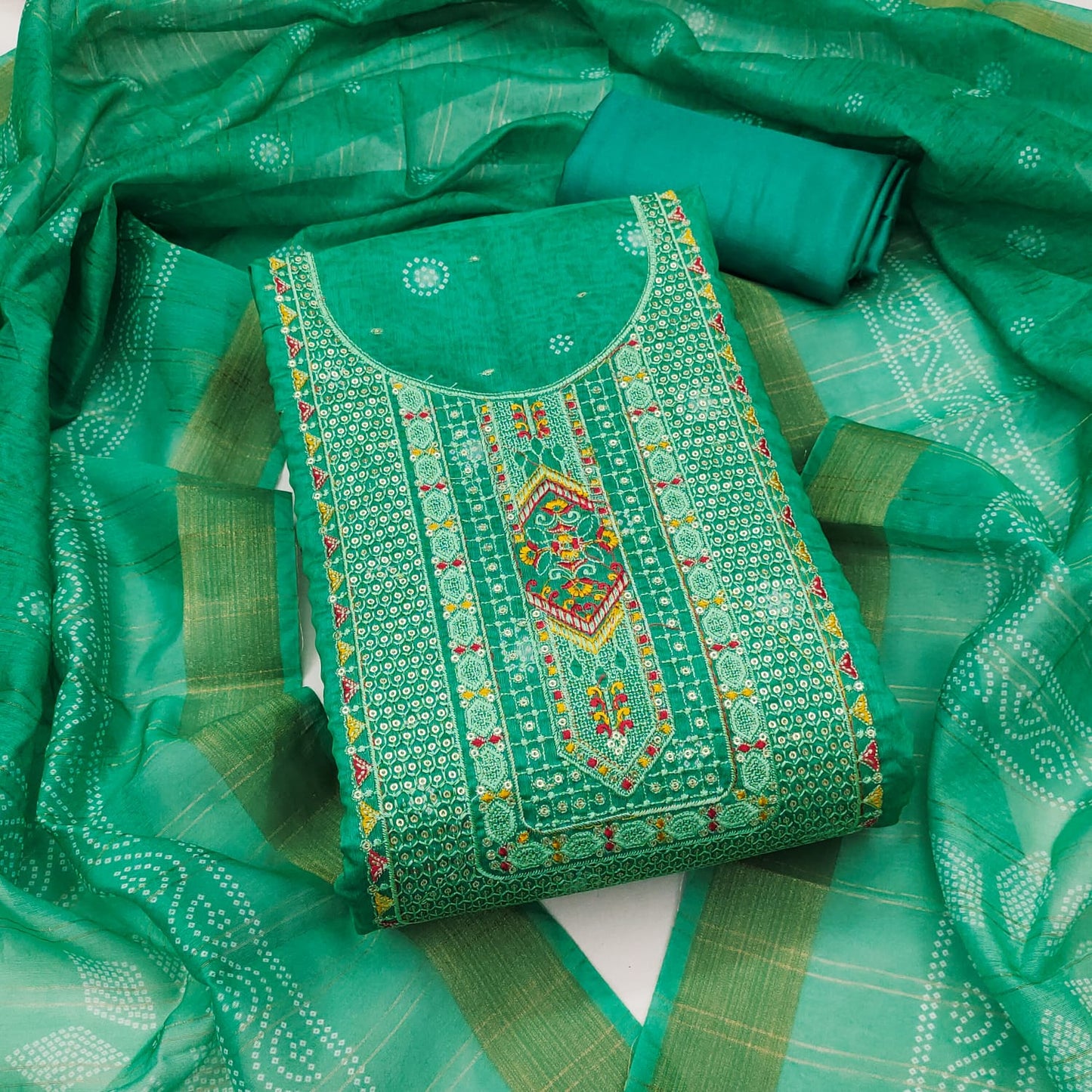 Elegant Chanderi Suit Set for Women with Digital Prints & Sequence Work