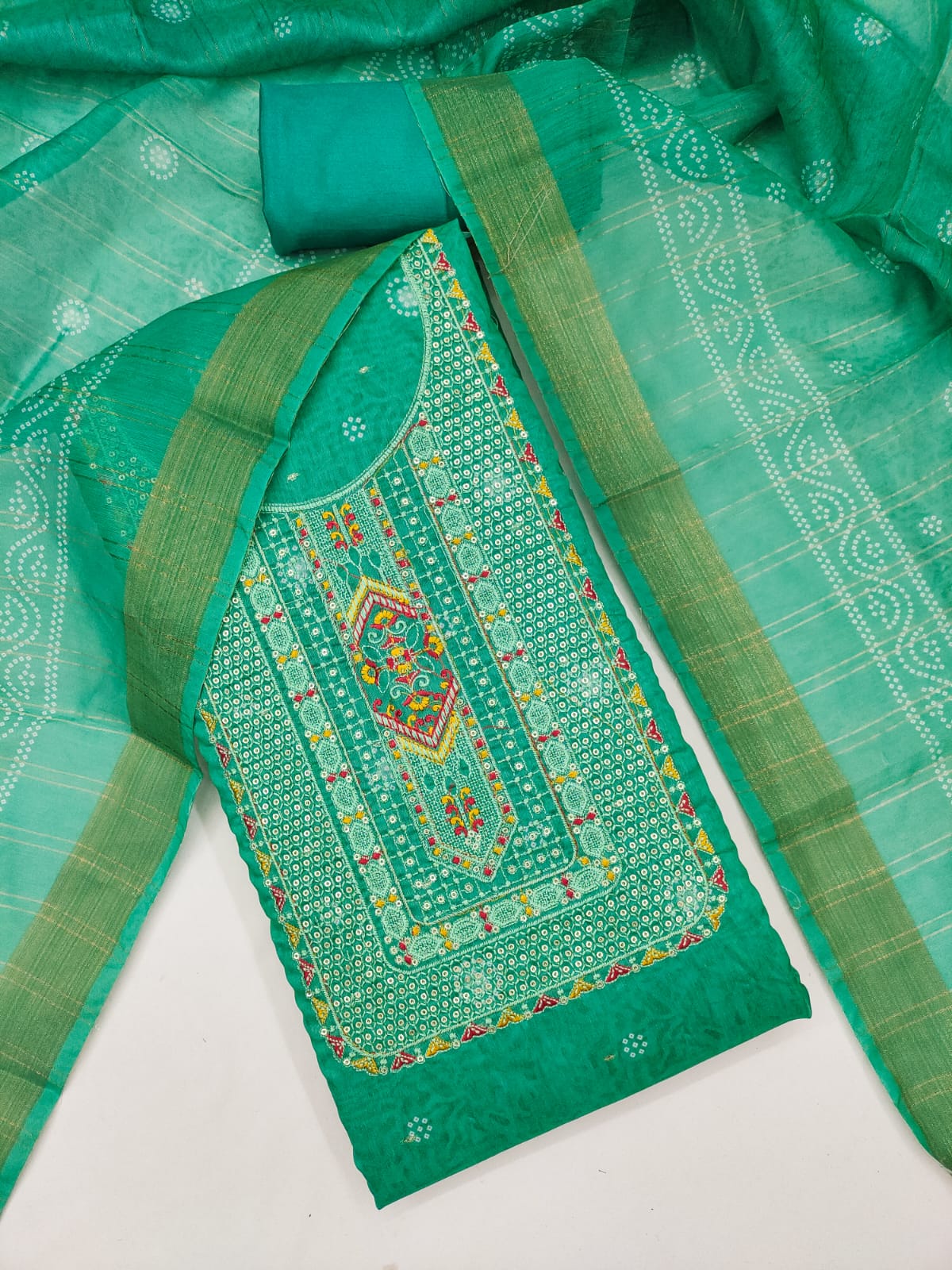 Elegant Chanderi Suit Set for Women with Digital Prints & Sequence Work