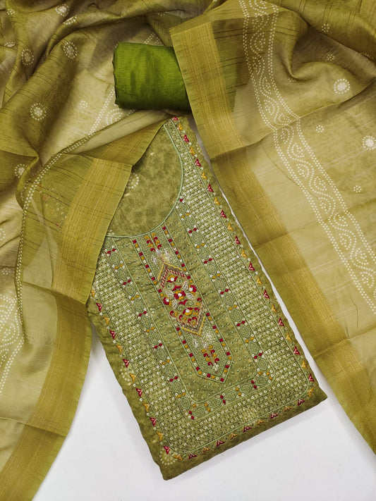 Elegant Chanderi Suit Set for Women with Digital Prints & Sequence Work