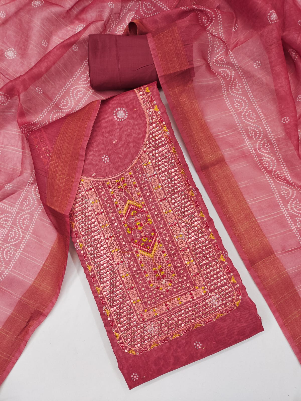 Elegant Chanderi Suit Set for Women with Digital Prints & Sequence Work