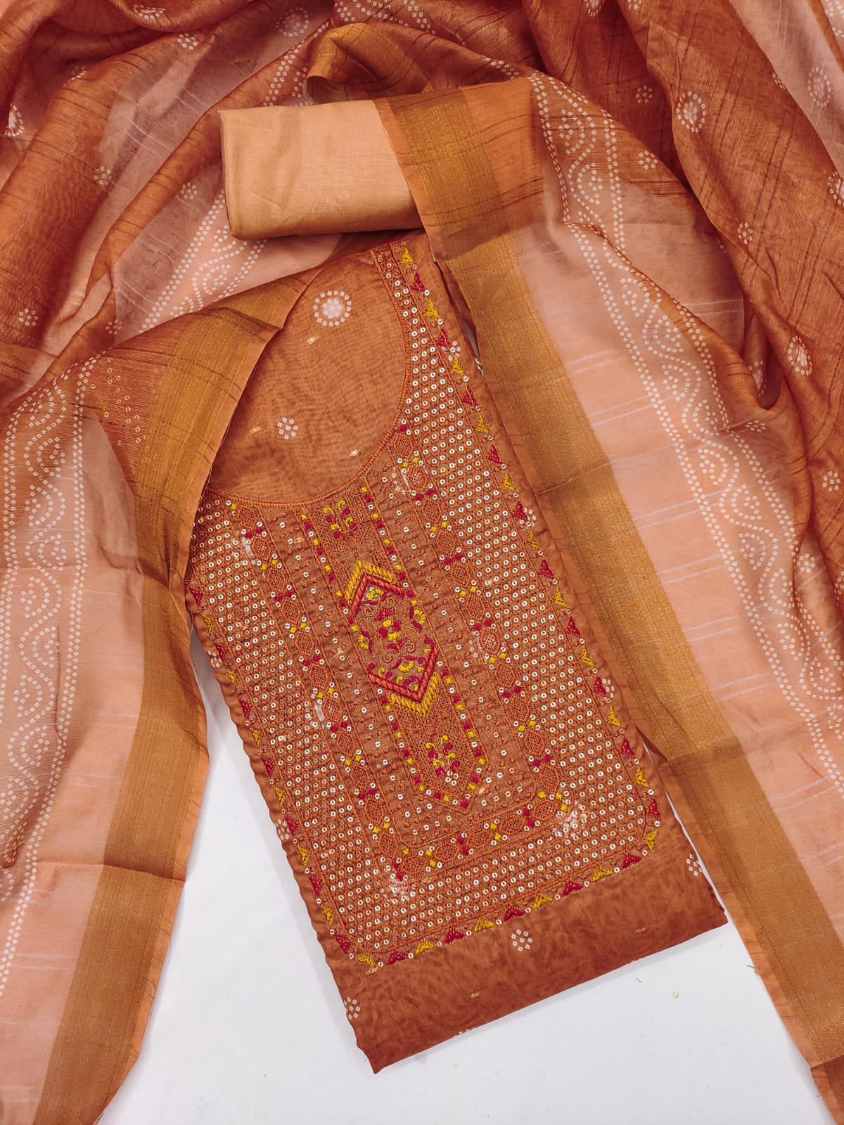 Elegant Chanderi Suit Set for Women with Digital Prints & Sequence Work