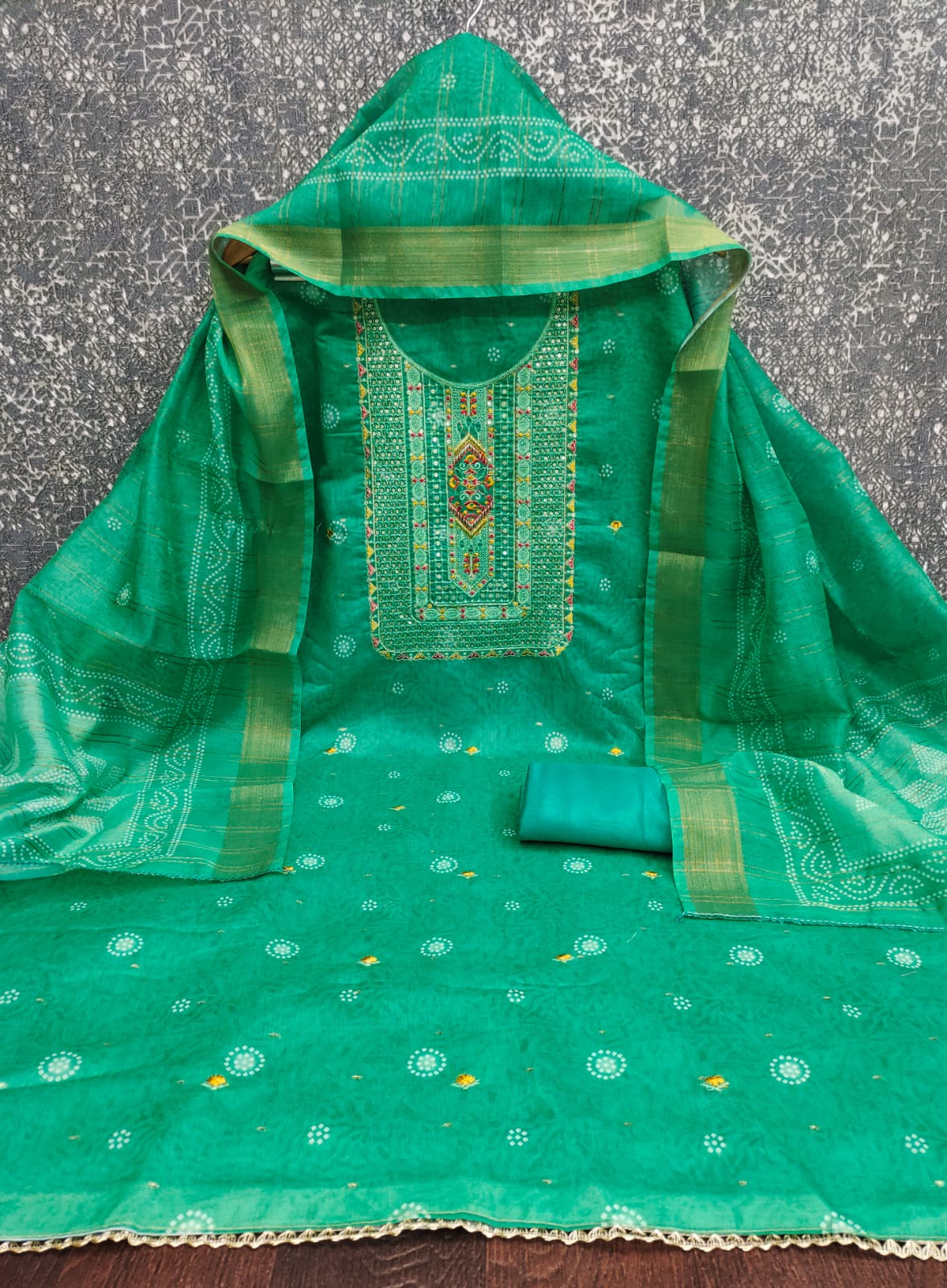 Elegant Chanderi Suit Set for Women with Digital Prints & Sequence Work