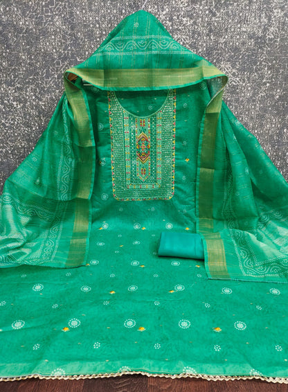 Elegant Chanderi Suit Set for Women with Digital Prints & Sequence Work