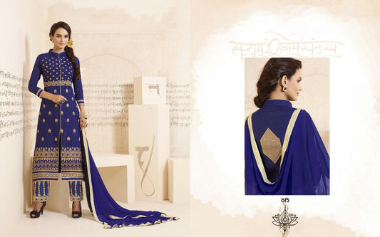 New Party Wear Cotton Embroidary Worked Salwar Suit With Nazmeen Duppta