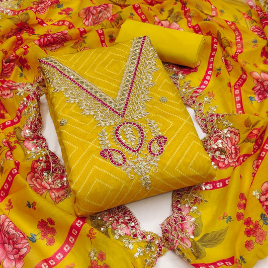 Elegant Chanderi Digital Print Suit With Intricate Codding Work