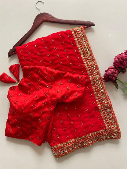 Maroon Color Soft Georgette LCD & Oringnal Mirror Work  Saree