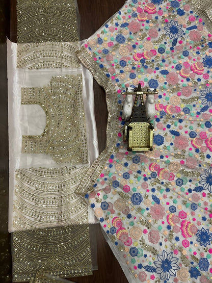 Multi Color Floral Work Lehenga Choli