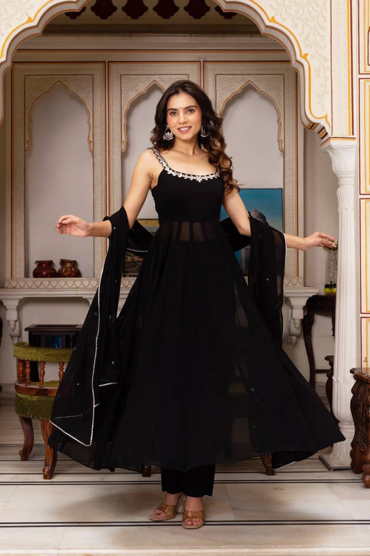 Georgette Handwork with Real Mirror Work Plazo Set