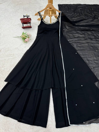 Georgette Handwork with Real Mirror Work Plazo Set