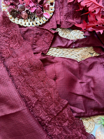 Graceful Kota Doriya Saree With Exquisite Thread Embroidery