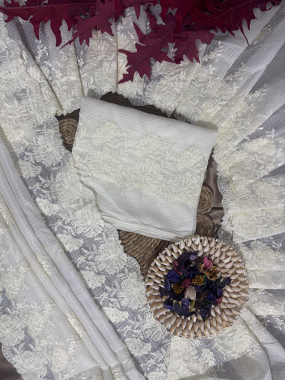 Graceful Kota Doriya Saree With Exquisite Thread Embroidery