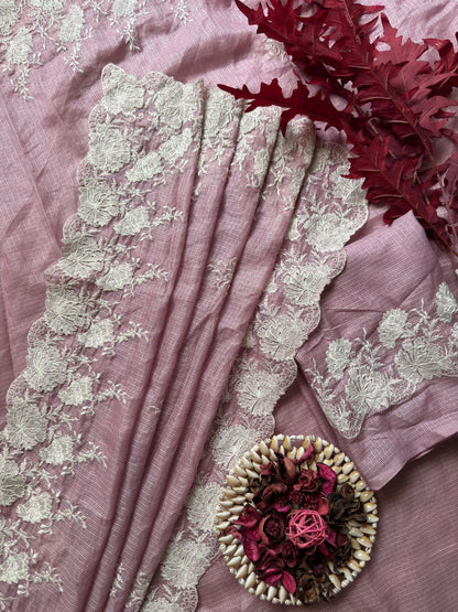 Graceful Kota Doriya Saree With Exquisite Thread Embroidery