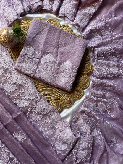 Graceful Kota Doriya Saree With Exquisite Thread Embroidery