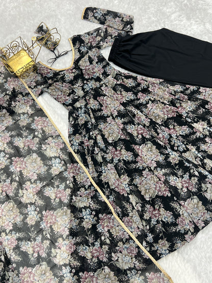 Beautiful Designer Suit On Georgette fabric , Pent With Dupatta