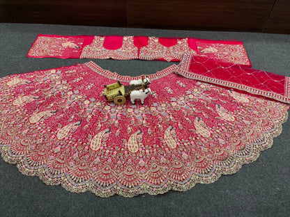 Pink Color Soft Net Coding Embroidered Work Lehenga Choli