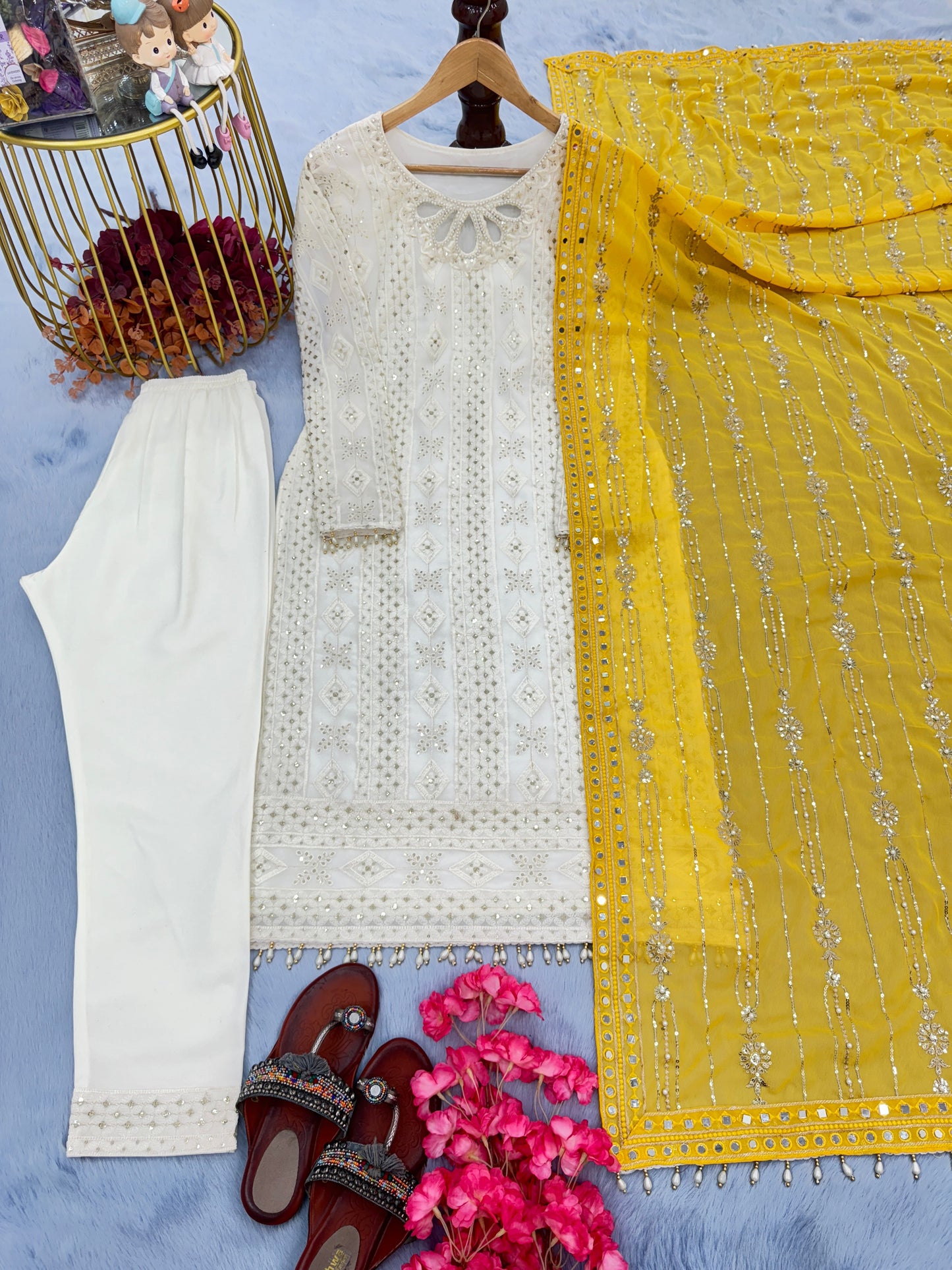 Party Wear Georgette Sequence Work Moti Work Suit