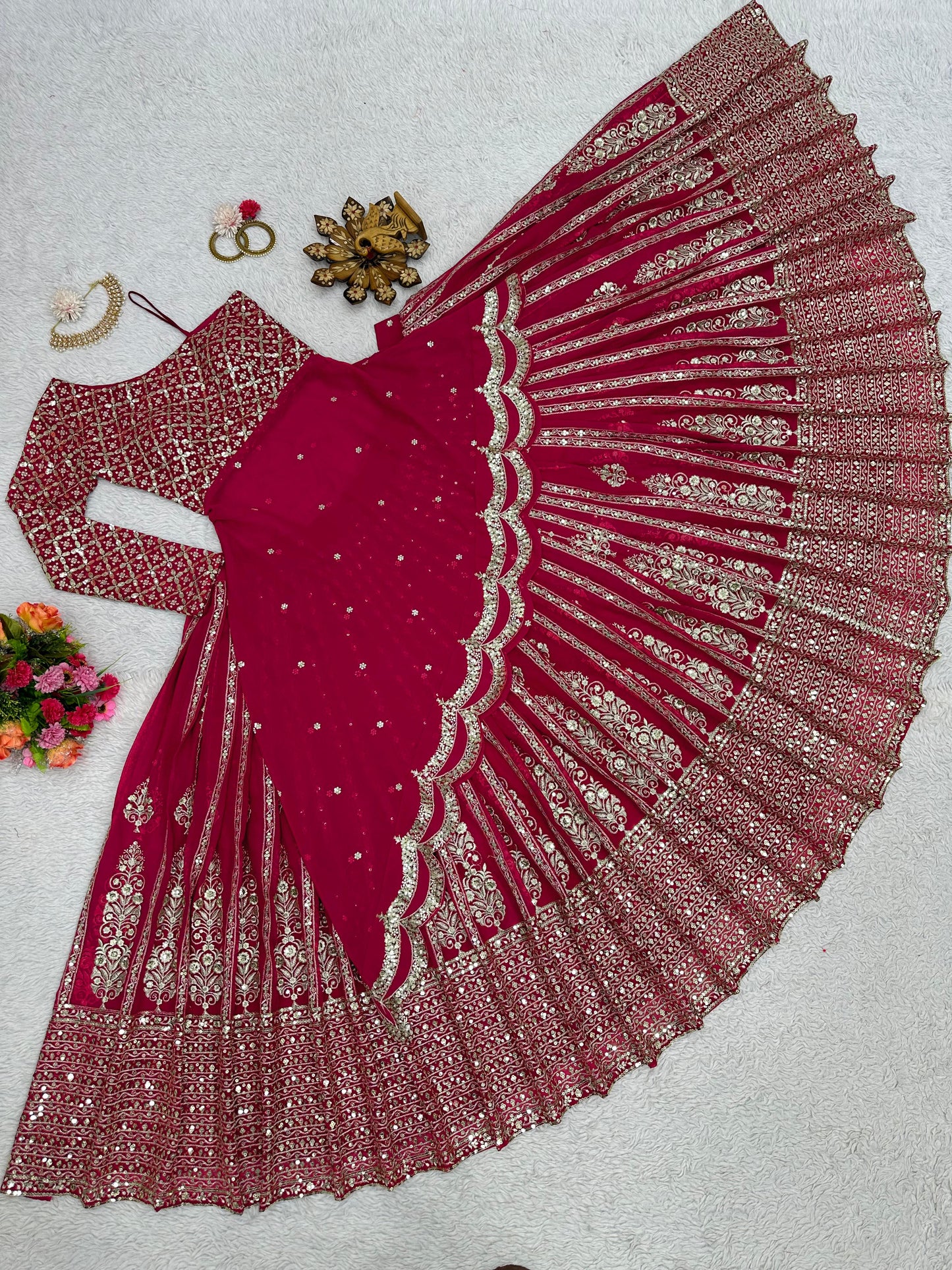 Function Wear Maroon Color Georgette Lehenga Choli
