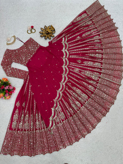 Function Wear Maroon Color Georgette Lehenga Choli