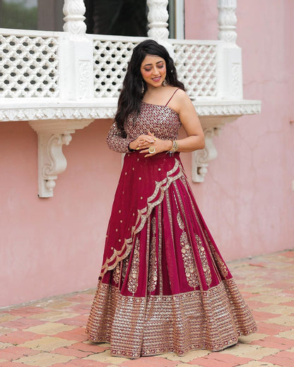 Function Wear Maroon Color Georgette Lehenga Choli